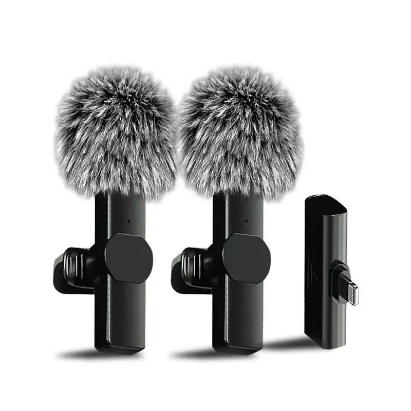 Wireless Lavalier Microphones, Rechargeable Lapel Mic, Professional Microphone for iPhone/Type-C Phones, Omnidirectional Condenser Recording Microphon
