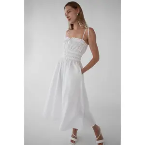 SHIRRED BODICE MIDI DRESS