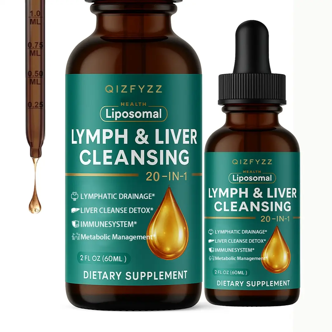 Edible Liposomal Lymphatic Drainage Dietary Supplement Drops - Organic Herbal Cleanse with Burdock Root, Dandelion, Elderberry, Echinacea - 11-in-1 Immune Defense & Detox Healthcare Support - 2 fl oz Elderberry Vitamins Supplements,travel essentials
