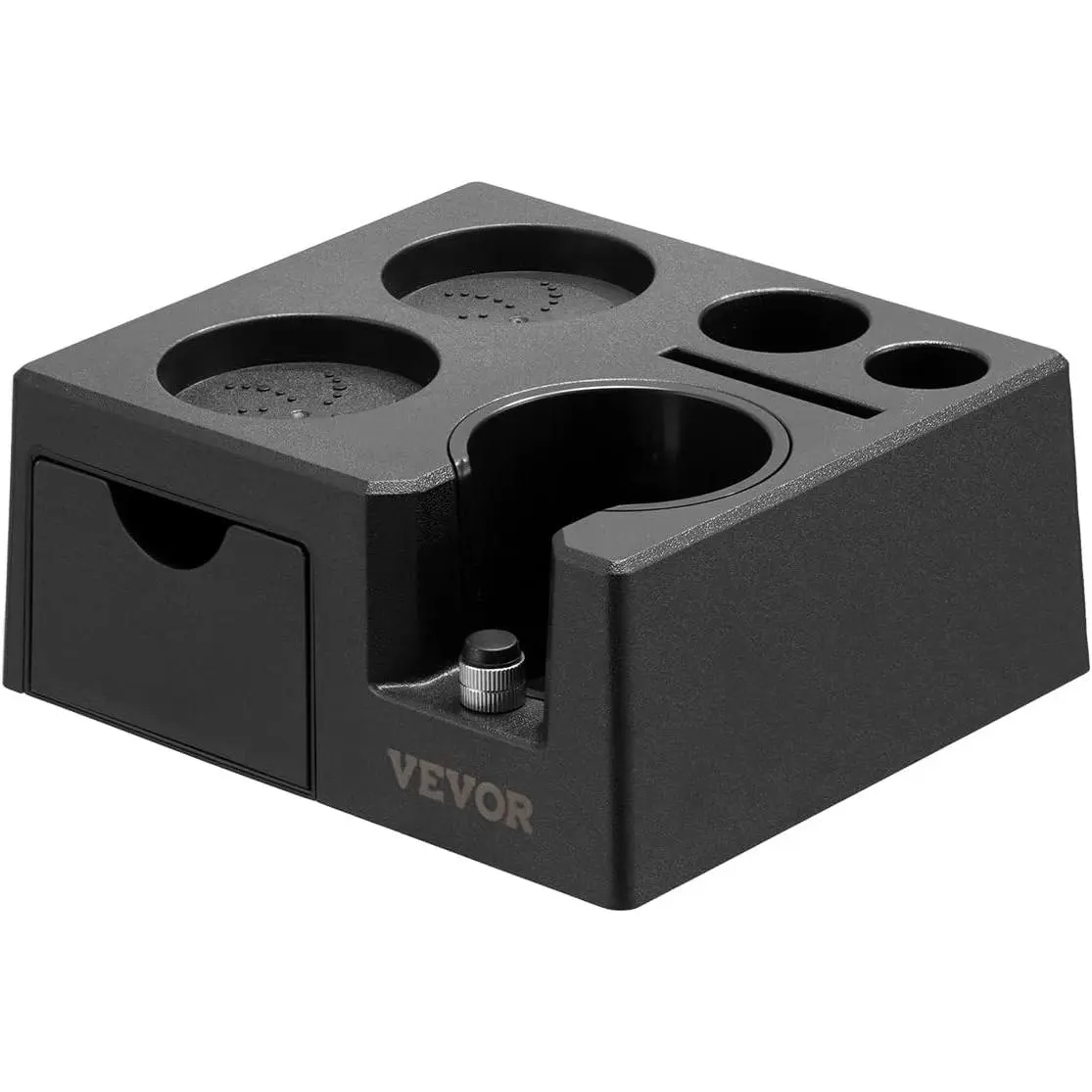 VEVOR 7-in-1 Espresso Tamping Station Tamper - ABS & Silicone Tools and Gadgets, Detachable Slot Holes, Adjustable Height, Easy-to-Clean Knock Box with Non-Slip Base, Compact Design, Fits 51-58 mm Coffee Handles, Home/Commercial Bar Space Optimizer, Multi