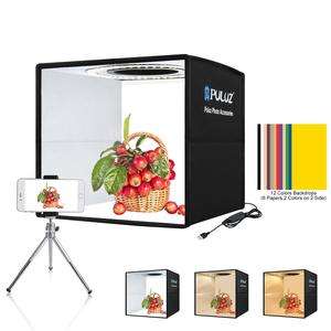 PULUZ Portable Foldable Ring Light Box, LED Portable Foldable Photography Studio Box with 6pcs Colorful Backdrops Paper, Professional Camera Accessories for Home & Outdoor Use