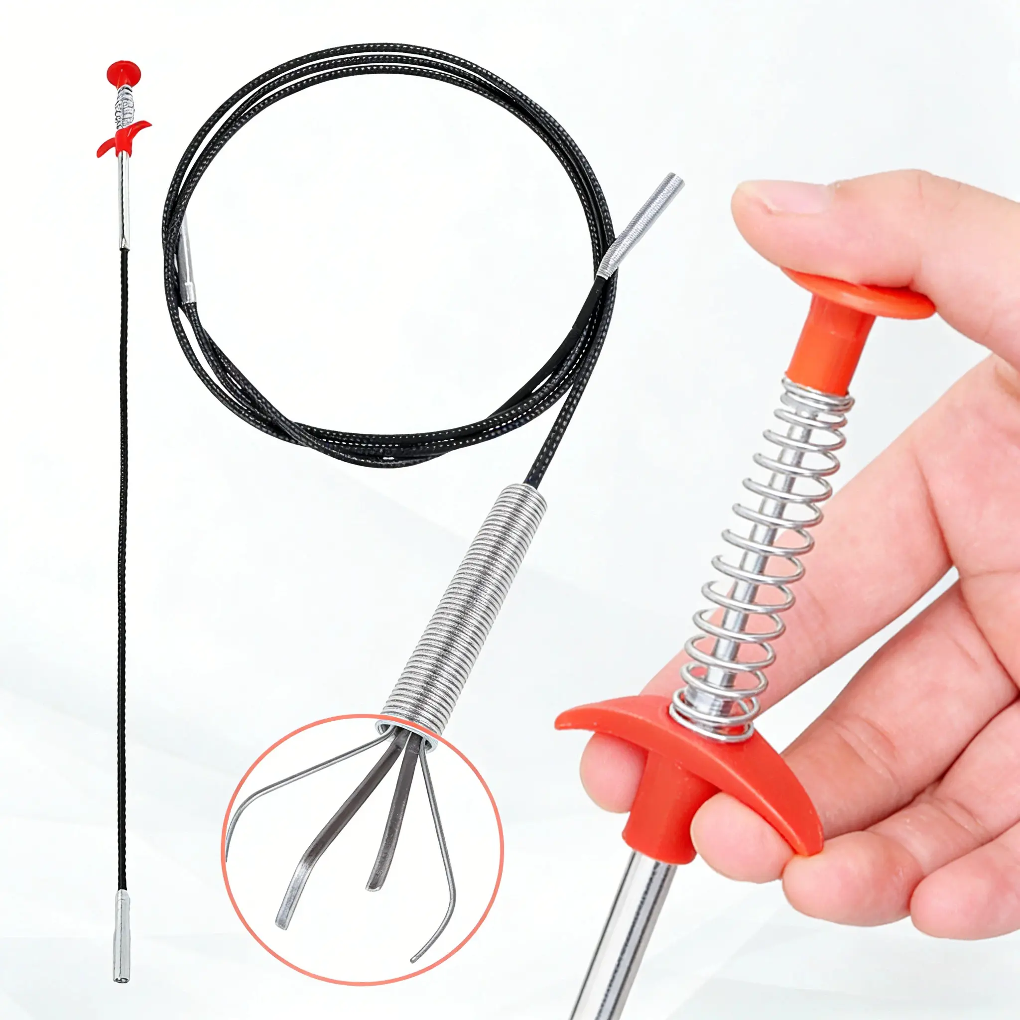 4-Claw Flexible Spring Grabber Pick Up Tool - Bendable Long Snake Hose ...