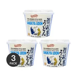 3 Pack Sanukiya Udon Instant Cup 7.76oz Each - Japanese Noodle Bowl, Savory Broth, Quick Hot Meal