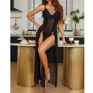 Summer New Arrival Sexy Lingerie Set – Including Panties, Seductive Mesh Slip Dress with See - Through Design, Plus - Size for Women