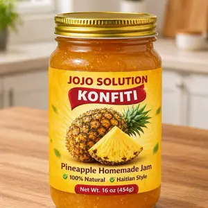 Jojo Solution Konfiti ANANA - Tropical Homemade Jam 16 oz 454g - Sweet Snack with Unique Flavor for Daily Indulgence - 100% Natural Haitian Style