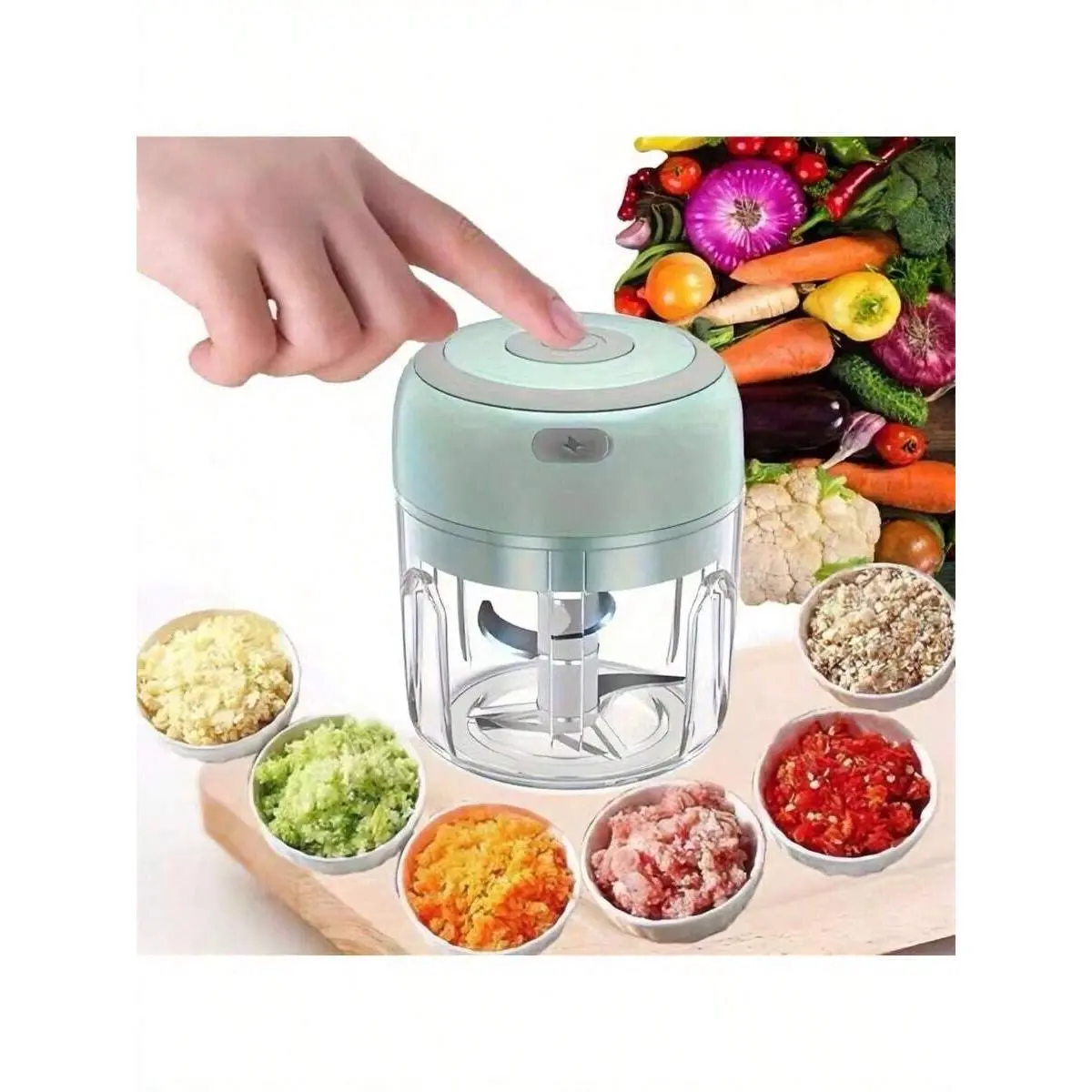 1 Pcs Electric Garlic Chopper, Electric Mini Garlic Chopper 250ml Vegetable Chopper, Food Chopper, USB Cord Garlic Chopper, Onion Chopper, Portable Small Food Processor For Garlic, Ginger, Chili, Vegetables, Garlic Chopper, Mini Portable Veggie Chopper ti