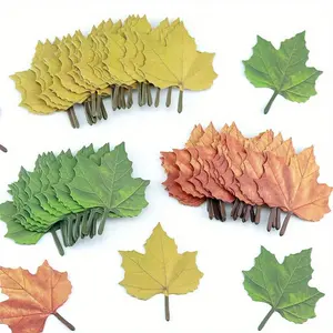 Artificial Maple Leaf Sticker, 50pcs/set Simulated Leaf Design Decorative Sticker, DIY Decals for Scrapbooking, Journaling, Gift Wrapping