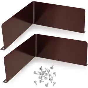 2 Pcs Gutter Valley Splash Guards Downspout Diverter Roof Rain Diverter Roofing Gutter Guards with 20 Pcs Matching Gutter Screws for Corner House, Brown (Bent Style)