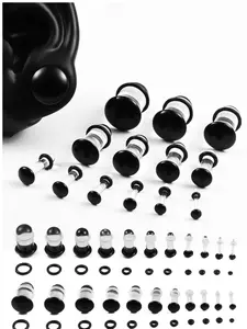vanku 10pcs/18pcs Glass Plug Ear Gauges, 10pcs/18pcs Stretching Kit, Short Taper Expander, Comfy Dead Stretching Plugs with Rubber Rings, All Seasons