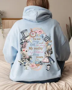 Made in USA Vintage #Alice Unisex Hoodie, Book Hoodies Bookish Things in #Wonderland Literary Shirt Reading Shirt Light Academia,  Printed Classic Cotton Fabric Womenswear