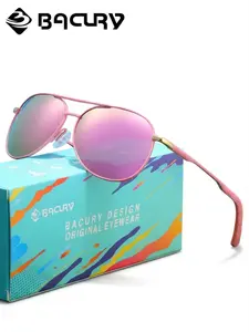 BACURY Beach Vacation Polarizer Sunglasses, Men'S And Women'S Stainless Steel Oval Frame, Outdoor Travel Reduces Glare, Versatile, Uv Resistant