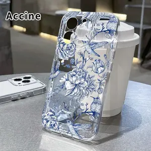 Floral Hummingbird Dance TPU Pattern Phone Case for iPhone 15 16 14 Pro Max 13 12 11 XR XS E Plus Non-Yellowing Drop Protection Transparent Silicone Cover Cellphone Protective