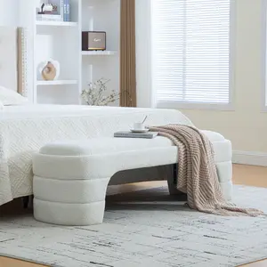 64.96" Wide Modern Upholstered Armless Bedroom Bench End-of-Bed Bench for Entryway Chenille Ottoman Footstool for Living Room and Bedroom Entryway Solid Wood Frame Easy Assembly
