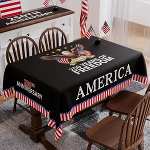 250th Anniversary USA Tablecloth Rectangle 60x84 Inch, Washable America 4th of July Tablecloth 250 Anniversary Decorations Waterproof Memorial Day 250 Years of Freedom 1776-2026 Patriotic Table Cloth
