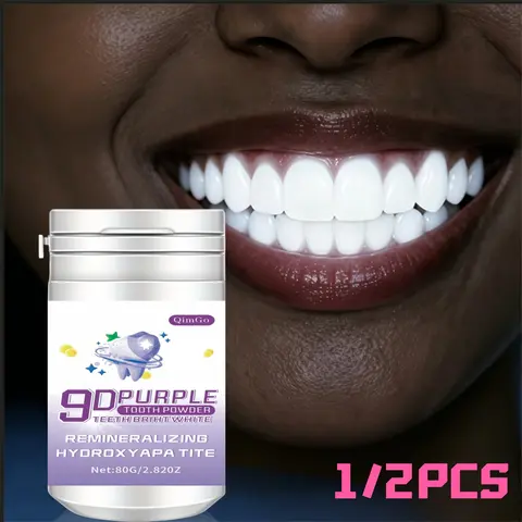 9D White Whitening Mineral-Replenishing Hydroxyapatite Tooth Powder, Teeth Whitener Powder, Deep Cleaning Breath-Freshening Dental Powder, Toothpaste Alternative for Daily & Travel Oral Care