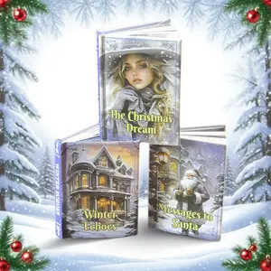 Mini Christmas Storybook Set – 1:6 Scale DIY Dollhouse Books with Real Text & Enchanting Vintage Art (Set of 3)