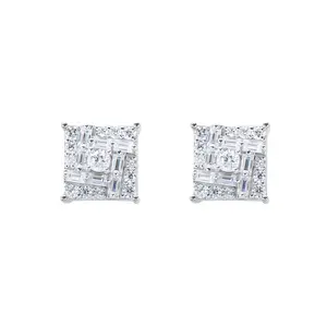 9mm Square Moissanite Cluster Earrings (Approx. 0.69CT) – 925 Sterling Silver Screw Back