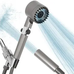 High-Pressure Filtered Rain Shower Head with Detachable Handheld, 150 Nozzles, 4 Modes, Power Wash, ON/OFF Switch, Dry Itchy Skin Brush, Ideal for Pets, Father’s Day Gift design