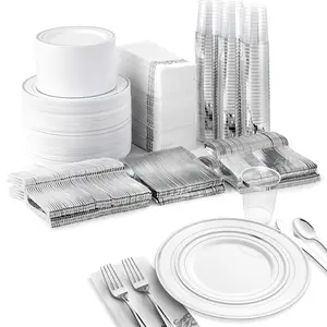 Stock Your Home 700 Piece Silver Dinnerware Party Set