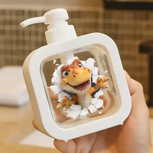 Playful Dinosaur-Themed Pump Dispenser Bottle - Refillable Soap/Hand Wash Container for Bathroom & Kitchen, Bathroom Accessory, Durable Plastic with Cute 3D Dino Design - Perfect for Kids' Spaces!