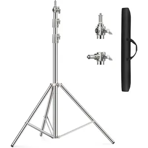 9.2ft/110'' Stainless Steel Light Stand,  Heavy Duty Light Stand Photography Tripod with 1/4'' to 3/8'' Screw Adapter for Strobe Flash, LED Ring Light, Monolight, Softbox, Reflector, Speedlight