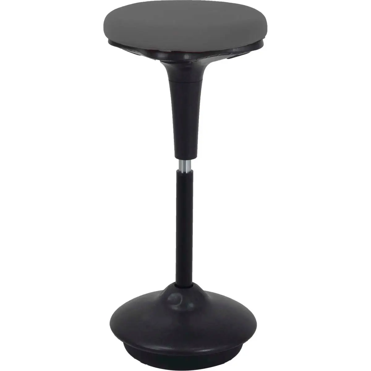 Global Seating Solutions 695613GY Backless Armless Adjustable Height Desk Stool for Office Workers - 25-33 in Height, 21.1 lbs, 25.59" H x 13.58" W x 13.58" L, Gray Fabric, 300 lbs Capacity, Assembly Required, Active Seating Stool