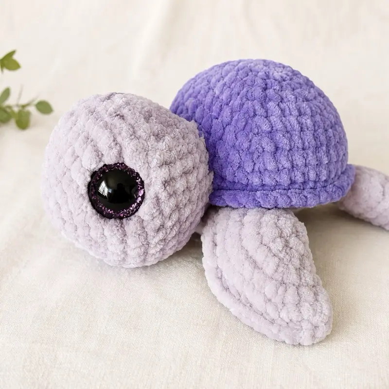 Crochet Turtle Stuffed Animal, Handmade Soft Plush Toy for Kids