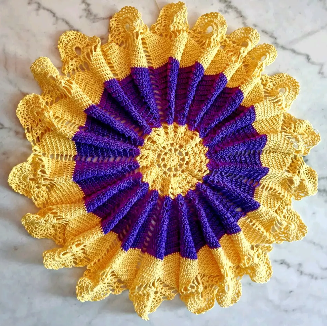 Sunflower and Violet Handmade Crochet Tablecloth Decor Tablecloths Cotton Modern Decoration