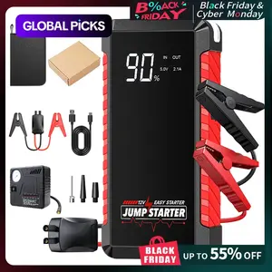 2500A Peak Power Portable Car Starter, Emergency Battery Pack, Compact LED Flashlight, Digital Display Screen for Roadside Assistance, Car Tool Kit #GLOBAL PICKS