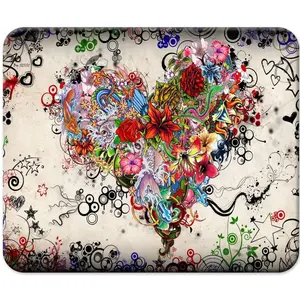 Mandala Mouse Pad, Square Mouse Mat Design with Non-Slip Waterproof Rubber Base Computer Mouse Pads for Wireless Mouse Desktop Computer PC and Laptop, Pretty Flowers Mousepad Mandala