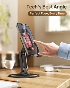 FOGER Cell Phone Holder Height and Angle Adjustable Cell Phone Holder Universal Holder for Leisure, Business, Office, Home with Anti-Slip Base and Convenient Charging Port, Fits All Smart Phones Cellphone Smartphone Stand Mount