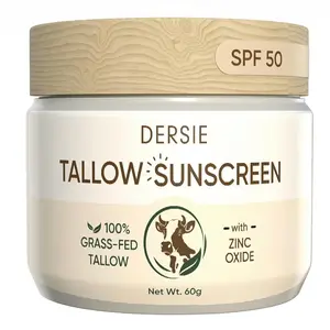 Dersie Tallow Sunscreen SPF 50 – Mineral UV Defense with Non-Nano Zinc Oxide – Face & Body Sun Protection for Adults & Kids – 100% Grass-Fed Beef Tallow for Moisture Retention & Skin Comfort (2.1 oz)