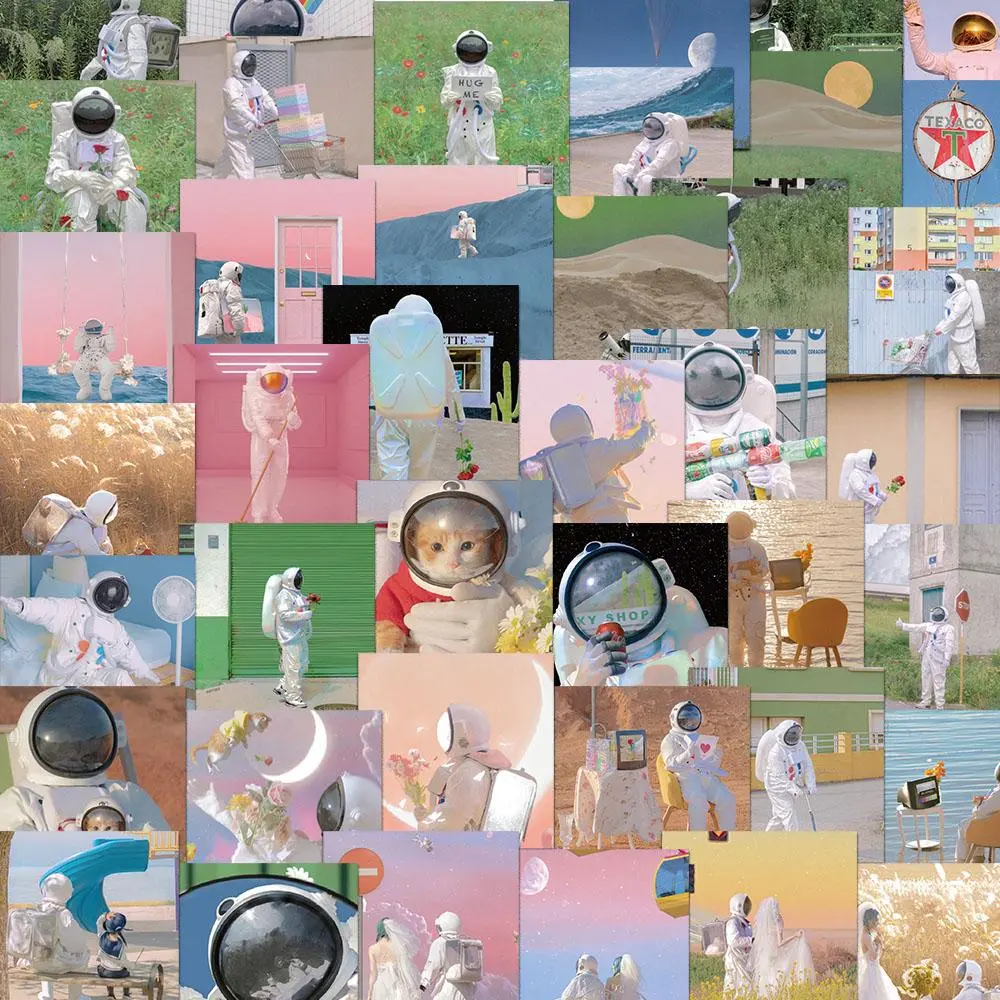Astronaut Pattern Sticker, 48/960pcs Waterproof Self Adhesive Decor Paper, Decor Sticker for Gift Greeting Card Water Bottle Laptop Phone, Ornaments, Graphic Decal