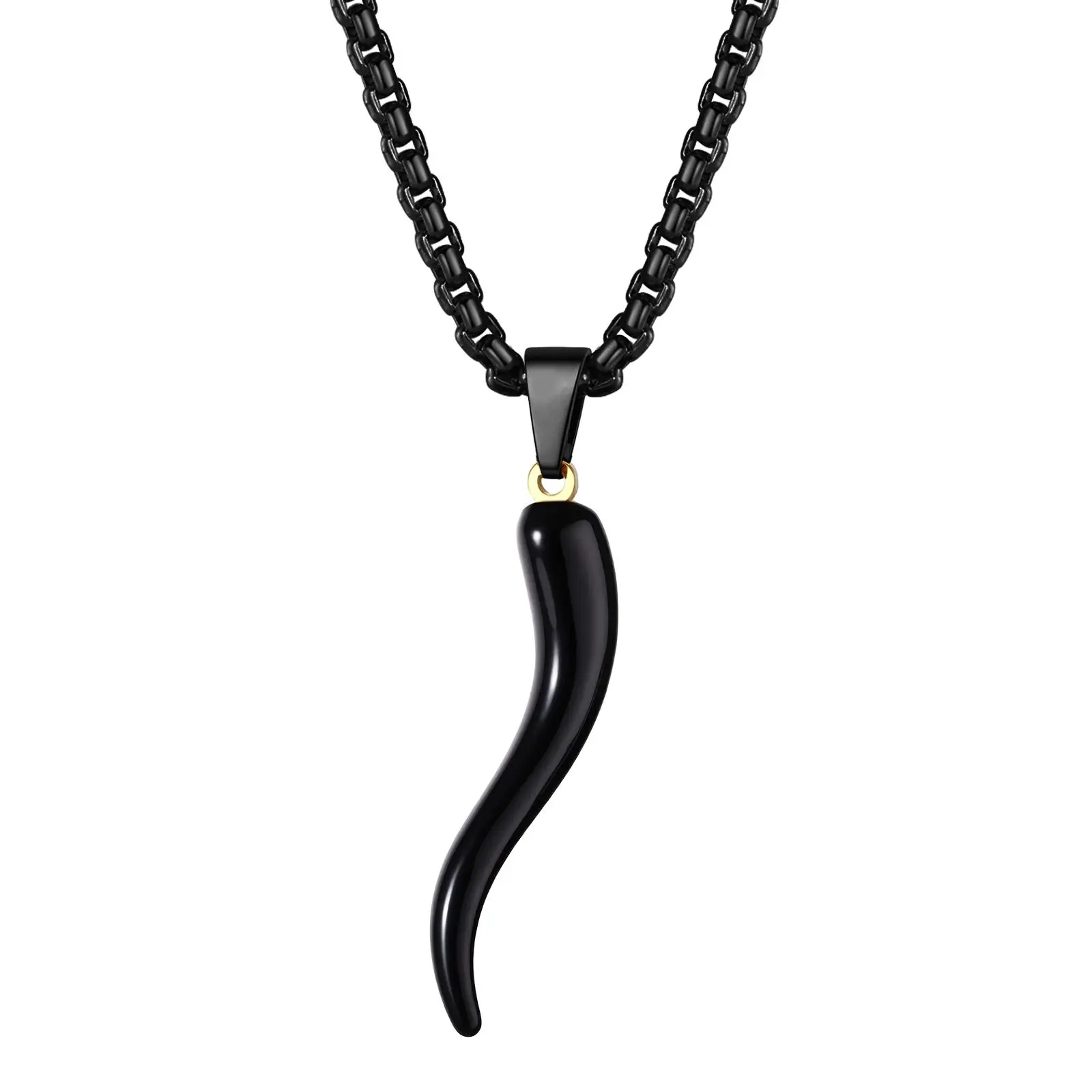 OIDEA Unisex Italian Horn Necklace - Stainless Steel Cornicello Pendant Chain, Good Luck Charm Protection Amulet Jewelry, Ideal Gift for Men and Women, Business, Christmas, Men/Women, Unisex Look, Adjustable Comfortable Fit, Anniversary