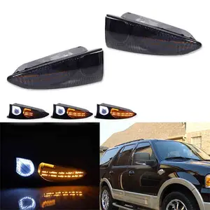 Smoke Lens Dynamic LED Mirror Signal Puddle Light For Ford Expedition Navigator 2003 2004 2005 2006 Replace OEM 2L7Z-13B374-AA & 2L7Z-13B375-AA