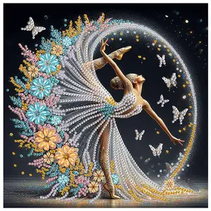 Ballet Dancer Pattern DIY Diamond Arts Colorful Painting Kit without Frame, 5D Special Shape Diamond Handmade Mosaic Art Kit for Adults, Wall Art Decor, Diamond Painting Kits