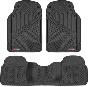 Flextough Performance All Weather Rubber Car Floor Mats - 3 Piece Floor Mats Automotive Liners for Cars Truck SUV, Heavy-Duty Waterproof (Black)