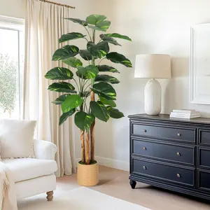 Garvee 6 ft Artificial Ficus Tree in Decorative Pot, Large Tall Faux Floor Plant for Indoor and Outdoor Use, Ideal for Home, Office, Living Room, Bedroom, Patio Decor