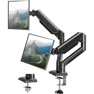 Dual  Arm Desk  Fits 13 to 32 inch  Screens, Holds 4.4 to 22lbs Display VESA , Adjustable Double  Stand with Clamp/Grommet Base, 75/100mm Bracket, Black, Freelift