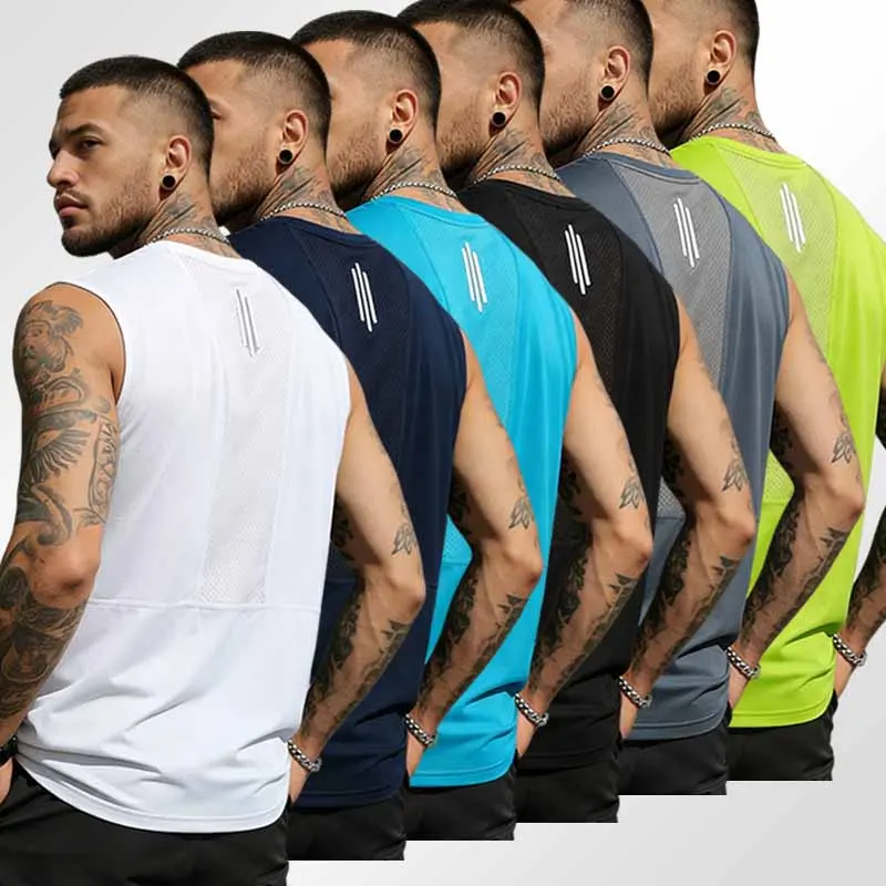 4-piece set of men's summer short-sleeved sleeveless vests, men's sports outdoor jerseys, 2-piece public version, short-sleeved round neck, quick-dry tops, suitable for sports and playing ball games