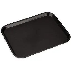 Fast Food Cafeteria Tray 14" x 18", Durable Polypropylene with Slip Resistant-Surface Stackable for Cafes and Schools , BPA free, Black