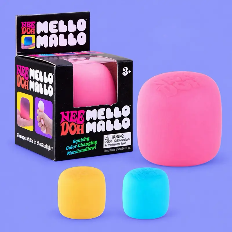 NeeDoh Mello Mallo Squishy  Choose Your Color! | Color-Changing Marshmallow Sensory Fidget Toy | Pink, Blue & Yellow