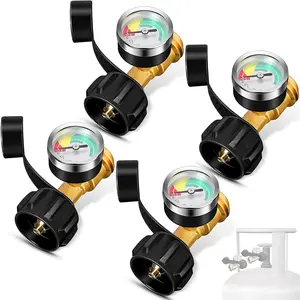 4 Pack Upgraded   Gauge  Level  with Color Coded Dial for 5lb-40lb  Gas  Meter with QCC1/ Type1 Connection for BBQ Gas Grill Cylinder RV