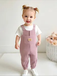 Cute Girls' All-In-One Jumpsuit, Comfortable and Versatile Overalls for 2-6 Years, Cartoon Print Design with Pocket and Wide Straps for Spring & Fall, Toddler Outfit, Baby Girl Clothes
