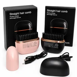 Mini cordless Hair Straightener, Rechargeable portable Mini Hair Straightener Brush, Portable 3-in- 1 heated Comb and Iron.Fast heating Hot Comb for Home Travel Gift, USB- Type -C Rechargeable, Travel - Friendly  Styling Tool,