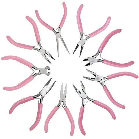 【D010】 Jewelry Pliers Assortment Kit - Manual Multi-Function Precision Tip Tool with Needle Nose, 3# Round Nose, Oblique Pliers, Bending, Oblique Cutting, Reduced Fatigue Design for Jewelry Craft, DIY Beading Projects, Multiple Tools for Shaping