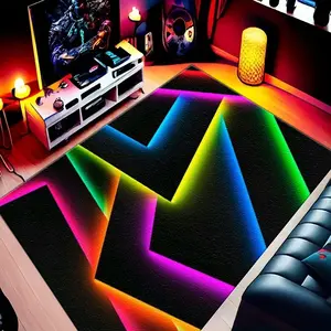 Cyberpunk Style Gaming Area Rug, Indoor Carpet for Home Decor, Office, Living Room, Bedroom, Game Room, Perfect Gift for Gamers