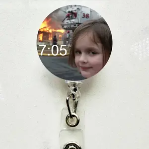 House Fire Girl Meme Retractable Badge Reel – Funny Nurse ID Holder
