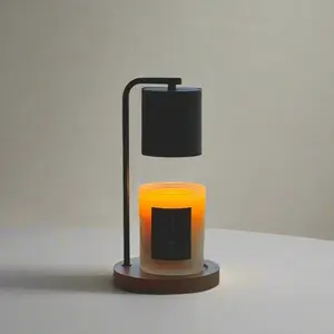 COYAL Candle Warmer Lamp – Black & Wood | Timer + Dimmer | Includes 2 Bulbs