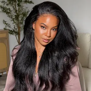 [3 In 1 Half Wig] OQ HAIR Pre-Style Kinky Straight Wavy Half Wig With Drawstring Invisible Hairline Wear Go Glueless Wig Human Hair